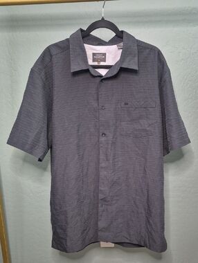 Quiksilver Waterman Men's Short-Sleeve Button-Down Shirt in Charcoal Gray